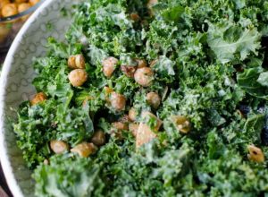   Steamed Kale With Chickpeas & Creamy Almond Dressing