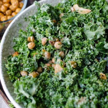   Steamed Kale With Chickpeas & Creamy Almond Dressing