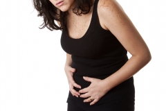 Woman with stomach pain